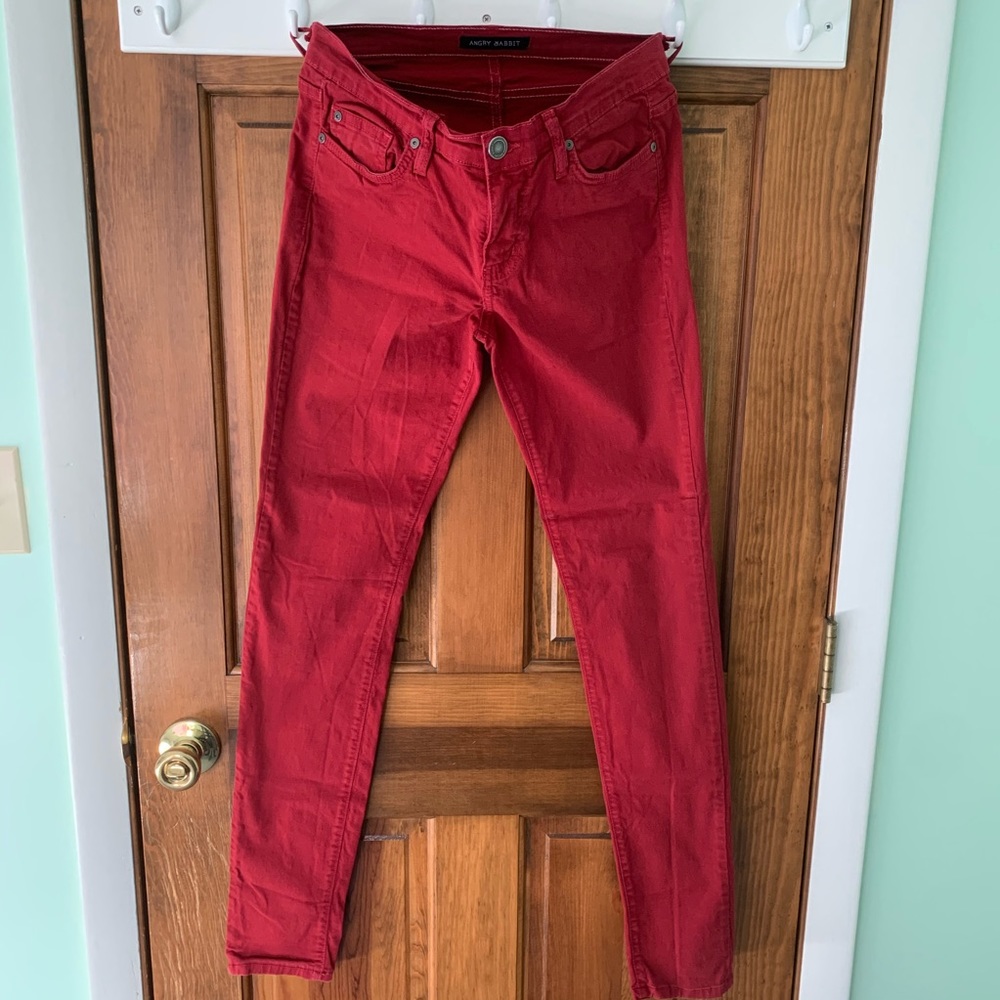 Angry Rabbit red skinny jeans. Size 29